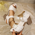 Women's plus size high heel sandals with a buckle rivet strap and fish mouth toe