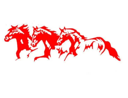 New Three Horses car decal sticker showing horse racing steed design in four colour options