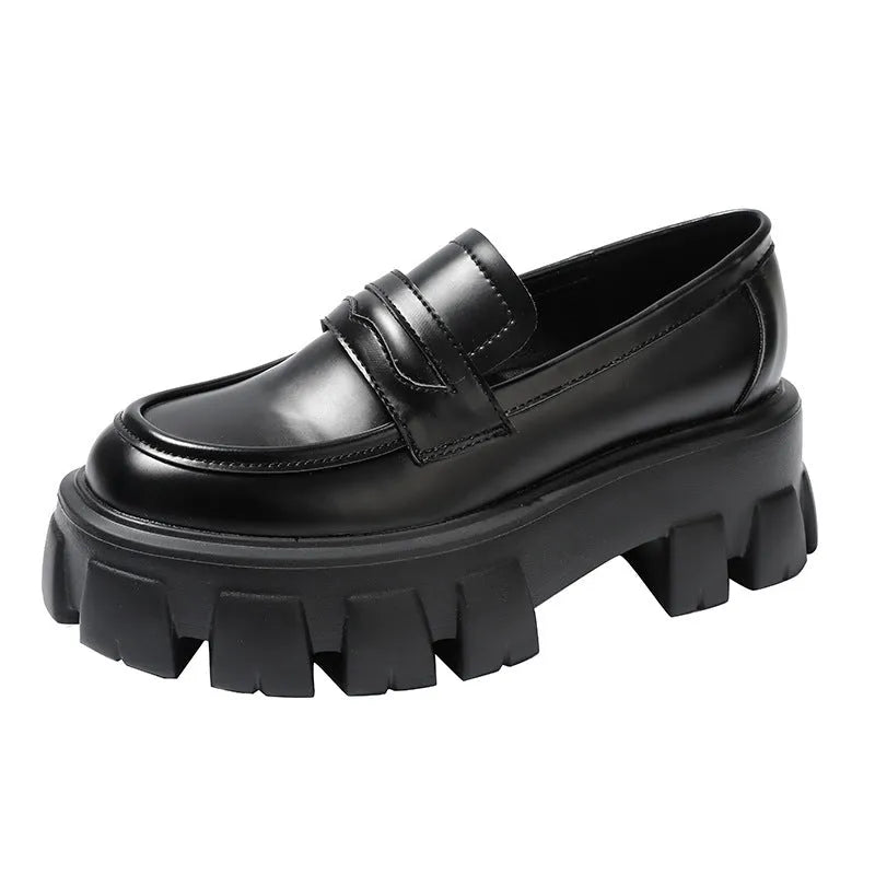 British style wide fit loafers with a fat foot design and muffin base sole in matte or patent leather.