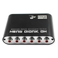 Black DTS Dolby Digital AC-3 audio decoder converter with optical and coaxial inputs for 5.1 channel surround sound.