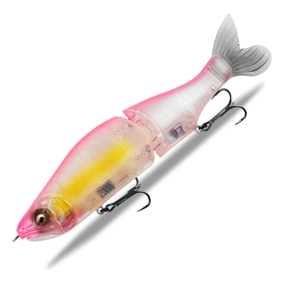 185mm plastic swimming fishing lure for bass on a blue background.