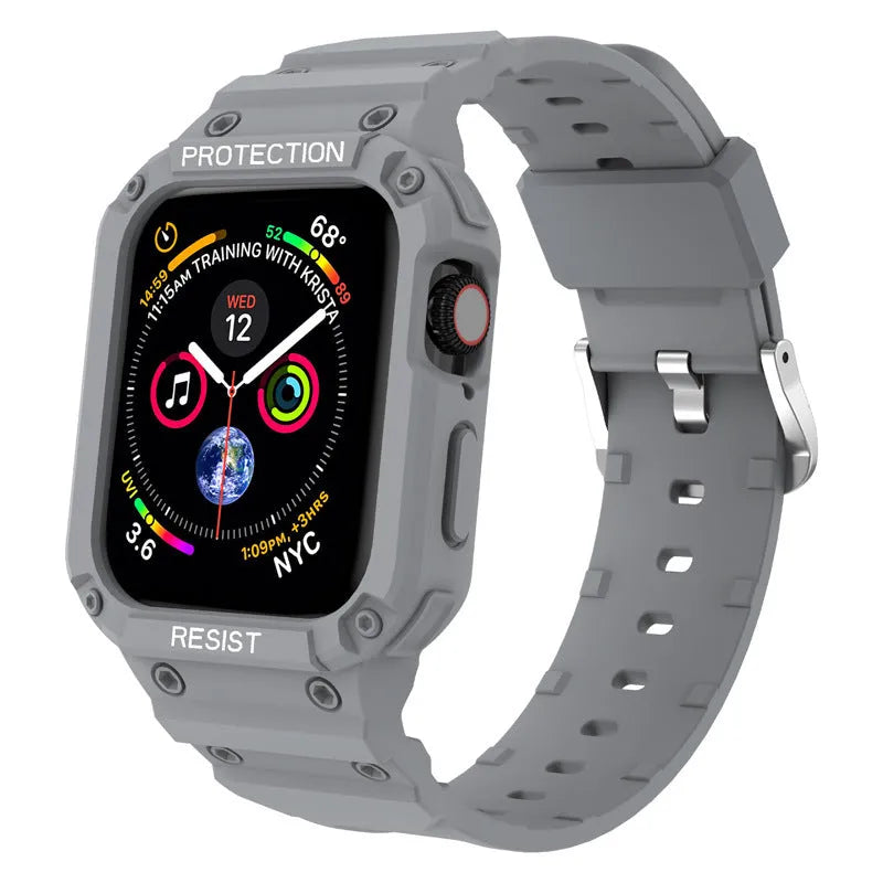 Apple Watch Series 8 TPU sport strap in multiple colours showing 38mm and 42mm size options