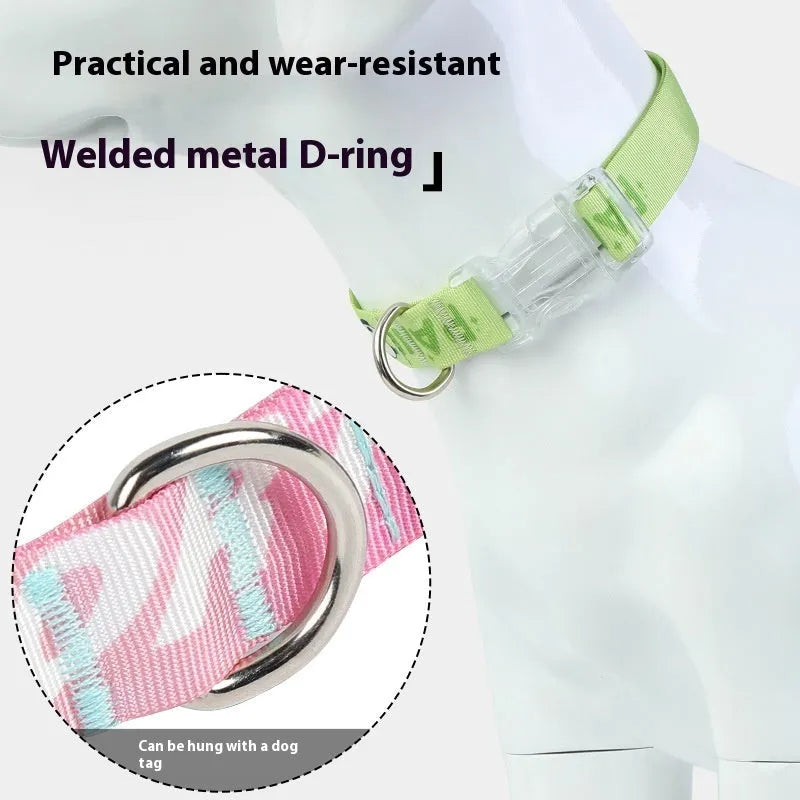 Cartoon gradient pattern adjustable dog collar in nylon with size options for pets 2-10kg