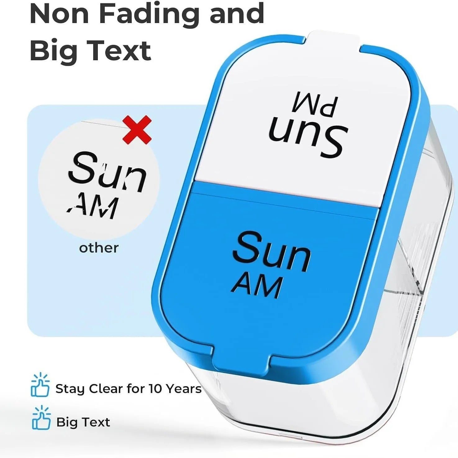 Extra large white and rainbow coloured 14-compartment pill box organiser with removable sections