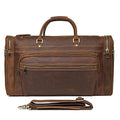 Crazy horse leather crossbody travel bag in dark brown with first layer cowhide, 36-55L capacity, for leisure travel