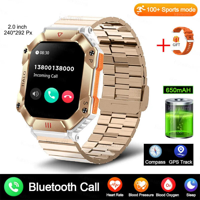 Women's Android GPS smart watch with Bluetooth calling and multiple strap options including black, gold, and leather styles