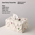 Ceramic tissue box in matte coconut milk white finish with light luxury styling