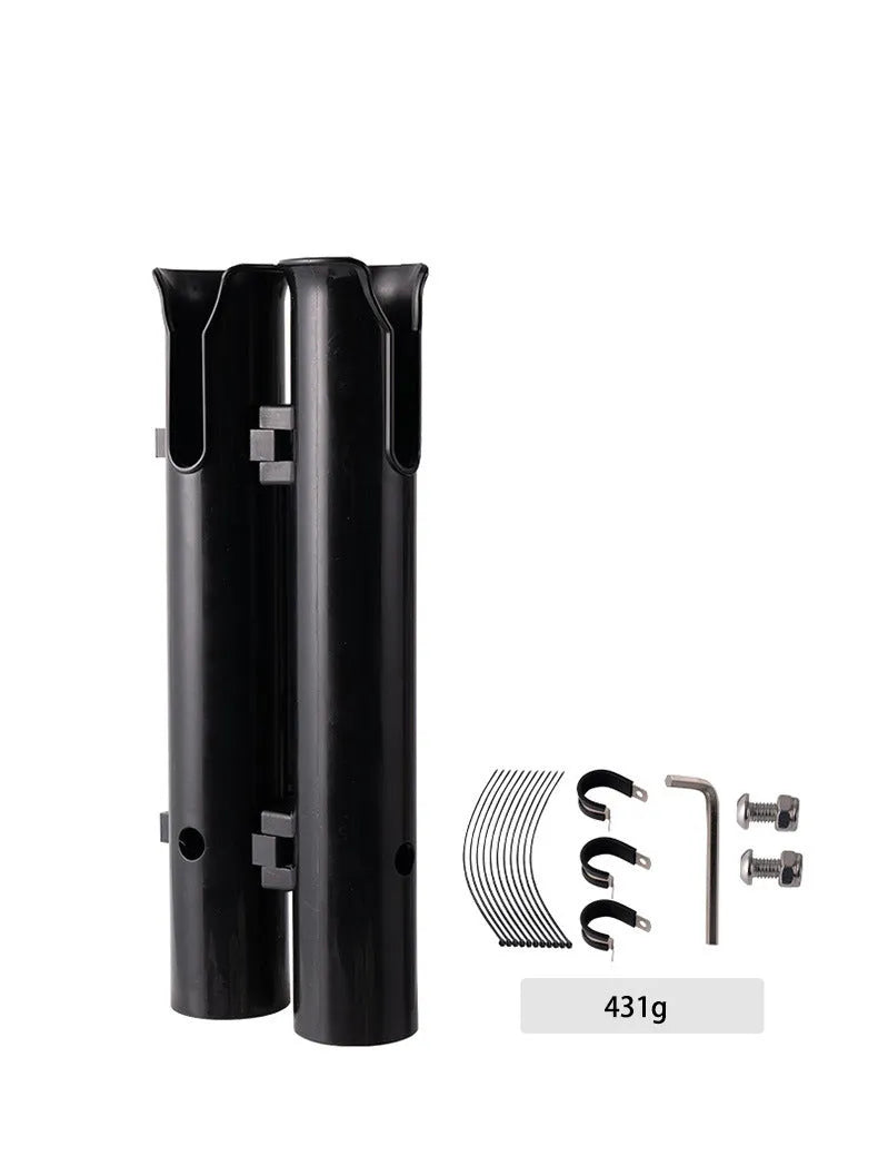 Carbon-fibre reinforced plastic fishing rod rack for motorcycle and electric bicycle mounting with double-layer rod frame