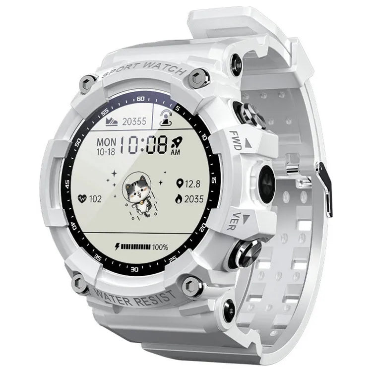 ATTACK 3 IP67 waterproof smart watch with round screen shown in black, white, and pink colour options