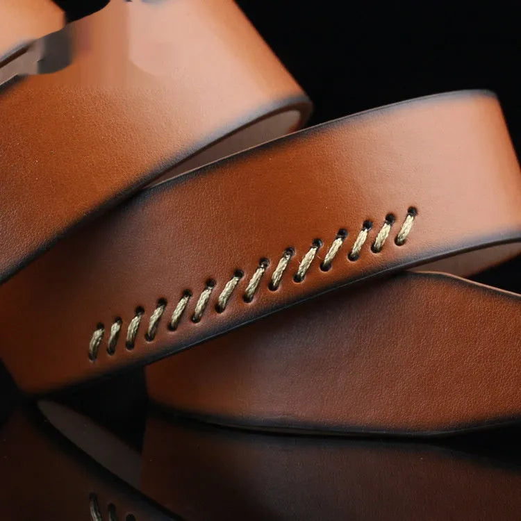 Men's retro style belt with pin buckle in black, brown, or white colours