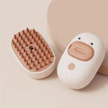 White silicone steam pet brush for dog and cat grooming with rechargeable function and rubber comb teeth