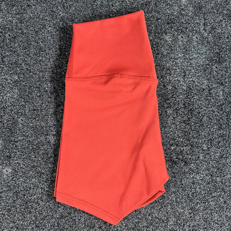 Women's high waist yoga shorts in nylon fabric available in multiple colours and sizes