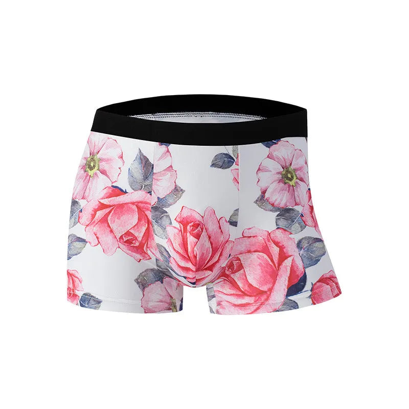 Ice silk men's underwear in fashion print patterns with mid waist design