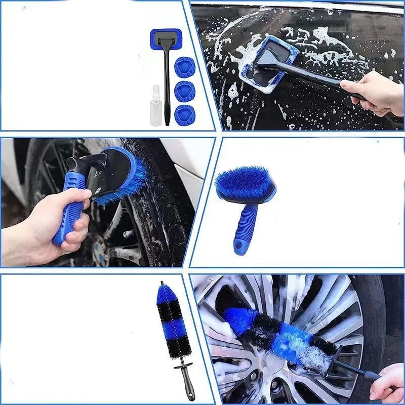 26-piece car wash brush kit with PP construction brushes for automotive cleaning
