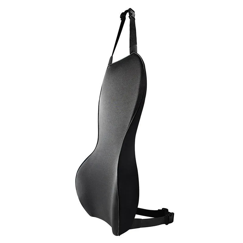 Memory cotton car cushion for lumbar support in a neutral colour on a car seat.