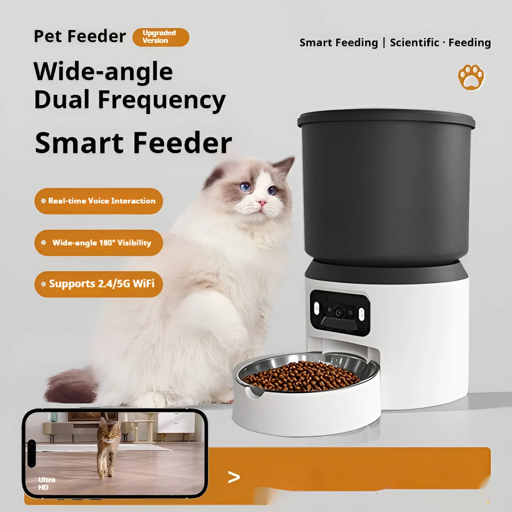 4 litre smart pet feeder with automatic timing and remote monitoring options for cats and dogs