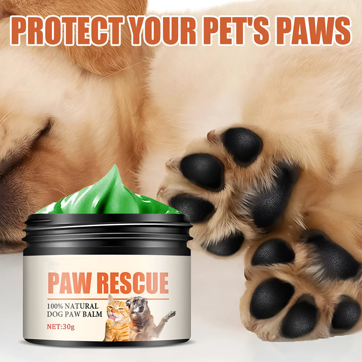 30g canned pet paw care cream for dogs and cats, foot pad protection oil with shea butter and aloe vera, 9.5x2cm