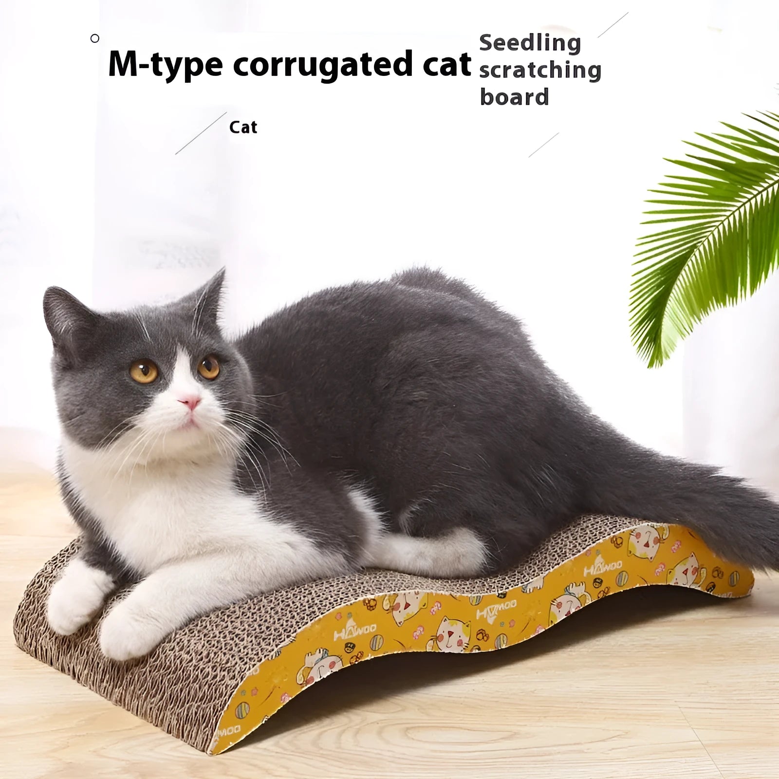 Corrugated cardboard cat scratch board available in geometric shapes like M-type, bone-type, and triangle.