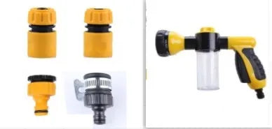 Green high-pressure foam spray gun for car washing with adjustable nozzle and multiple spray patterns