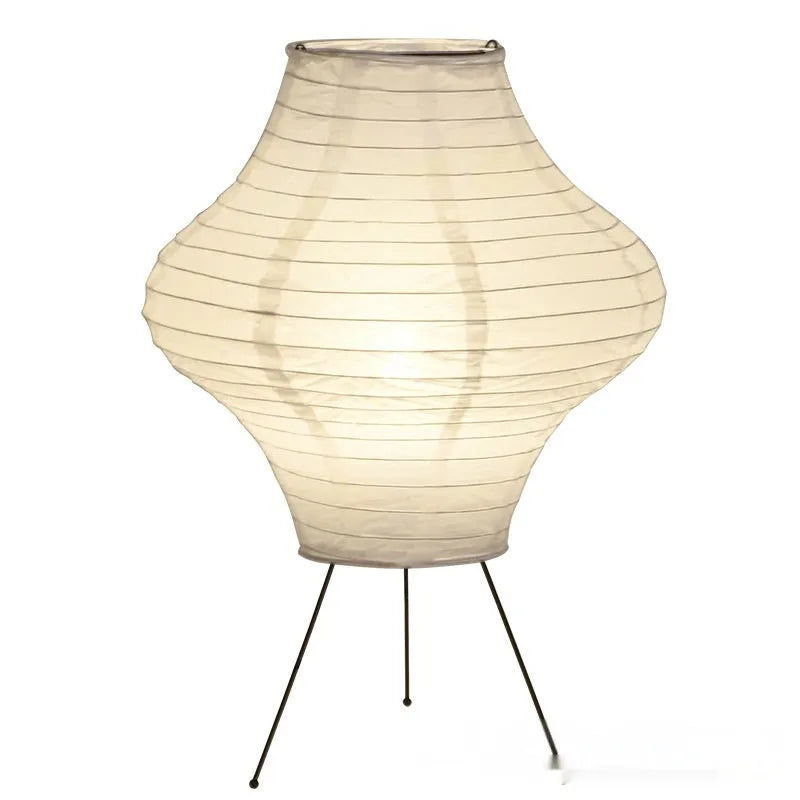 Japanese style cylindrical table lamp with Xuan paper shade and three-colour lighting option