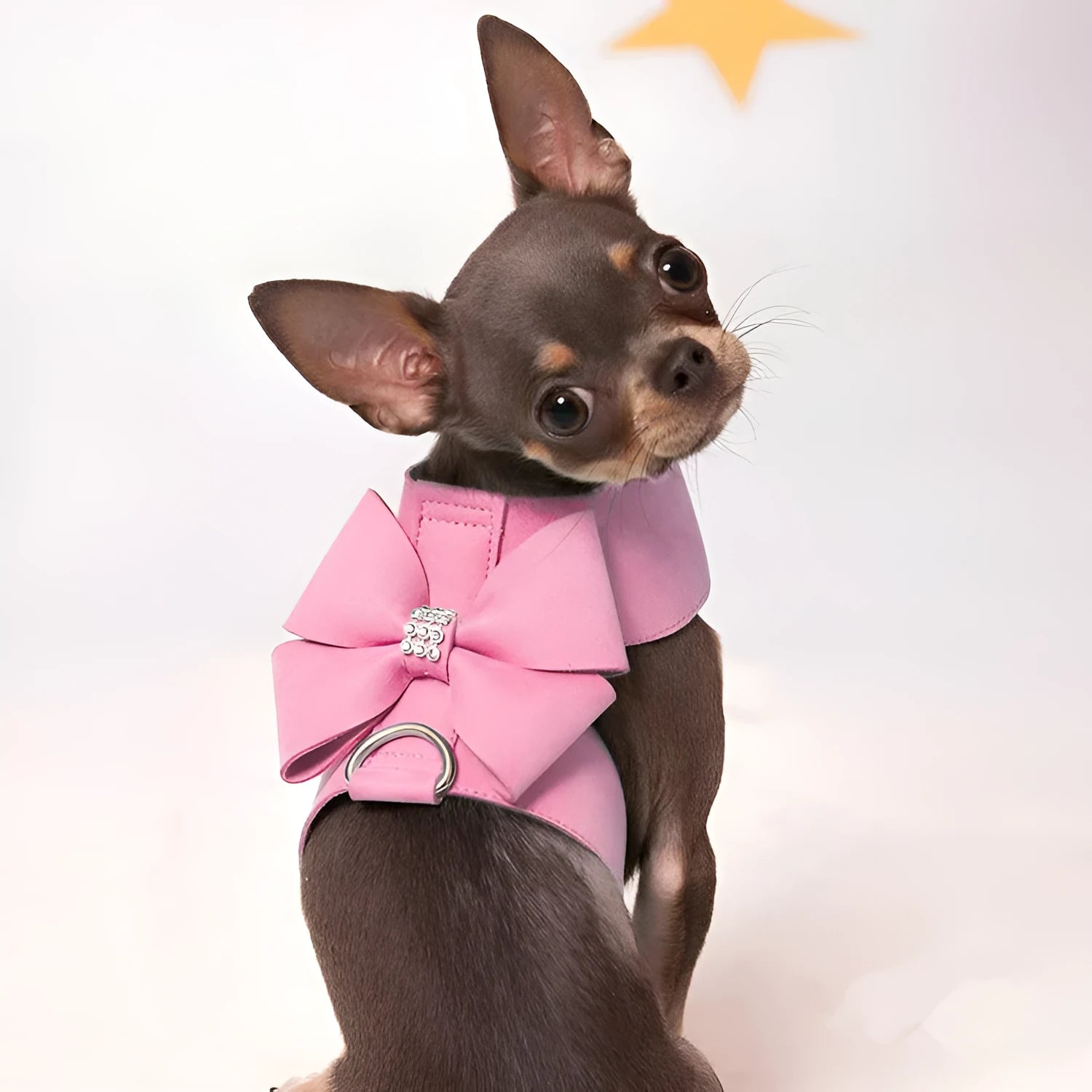 Cute fashion bowknot puppy chest strap harness in microfiber material with size options
