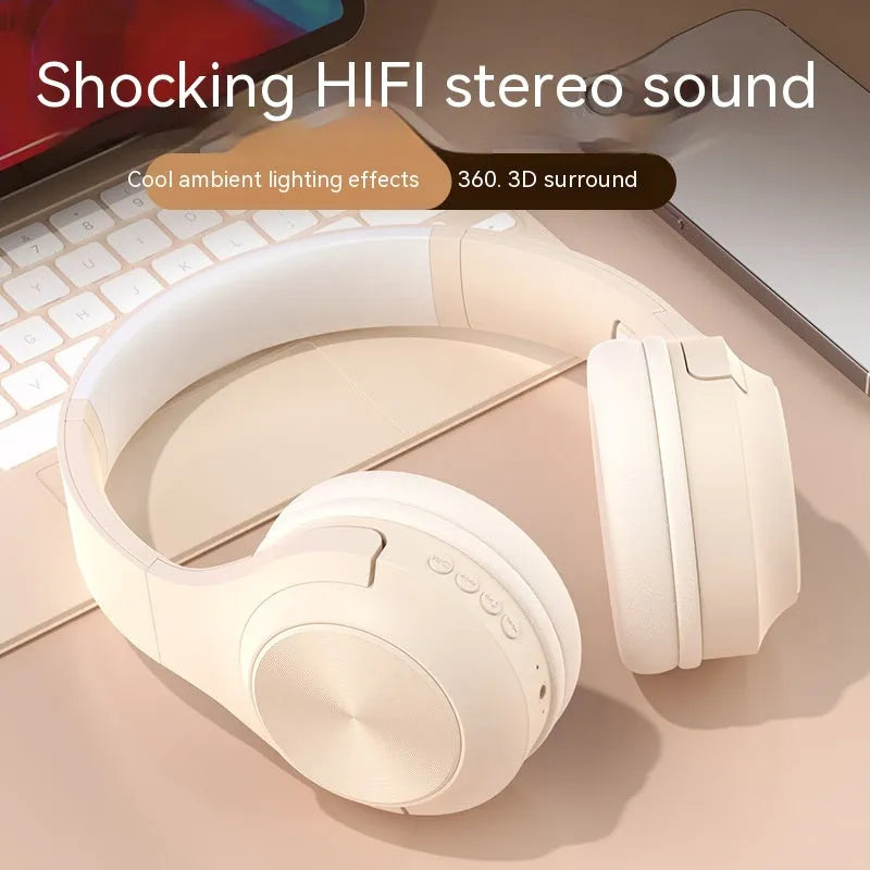 Wireless Bluetooth headset in ivory white, chalk black, or youth green colours showing head-mounted design and plastic construction
