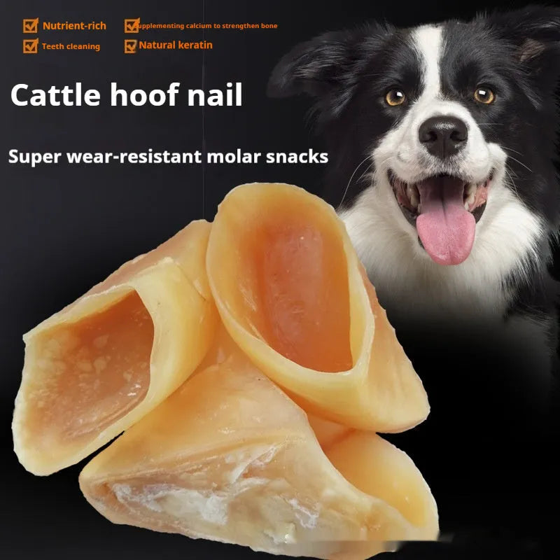 Natural cowhide dog chew rod in hoof shell colour for small and large dogs