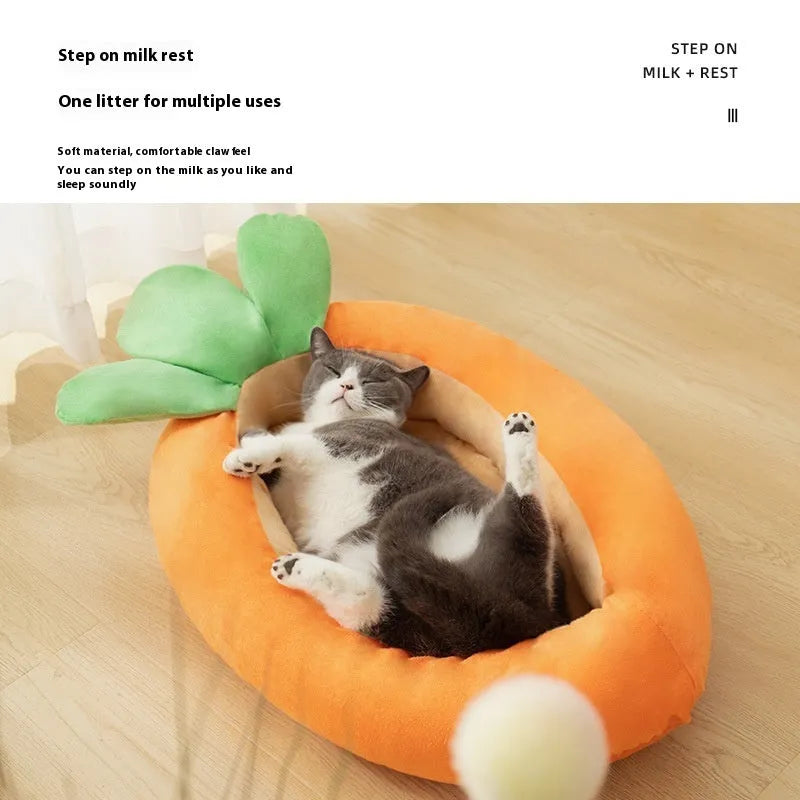 Carrot-shaped double-sided dog mattress with removable washable cloth cover
