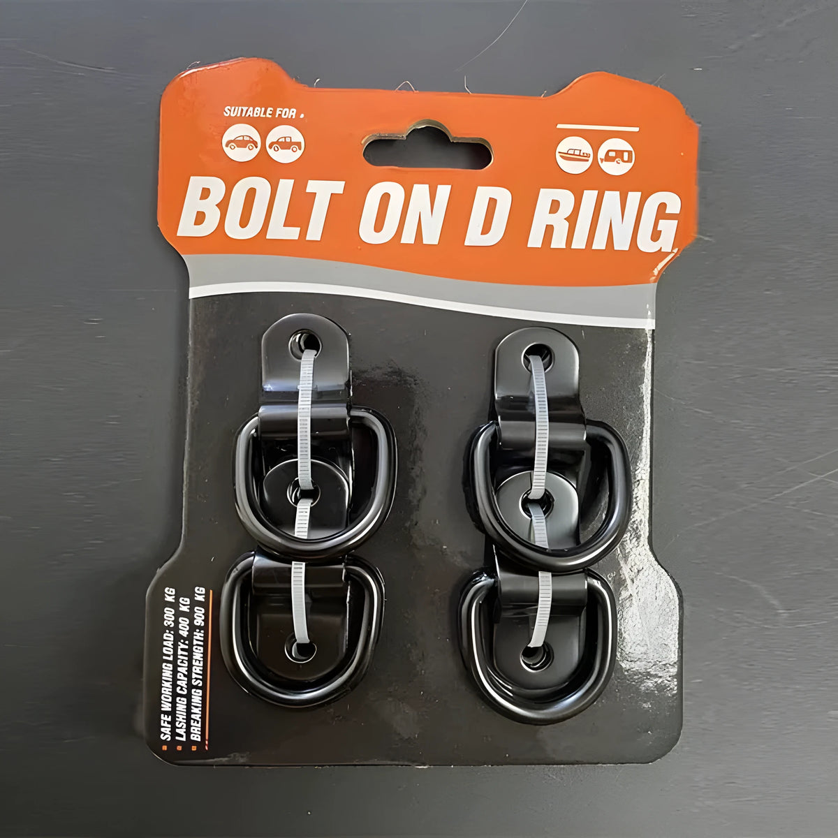 Black galvanised floor hook with pull ring for truck cargo security