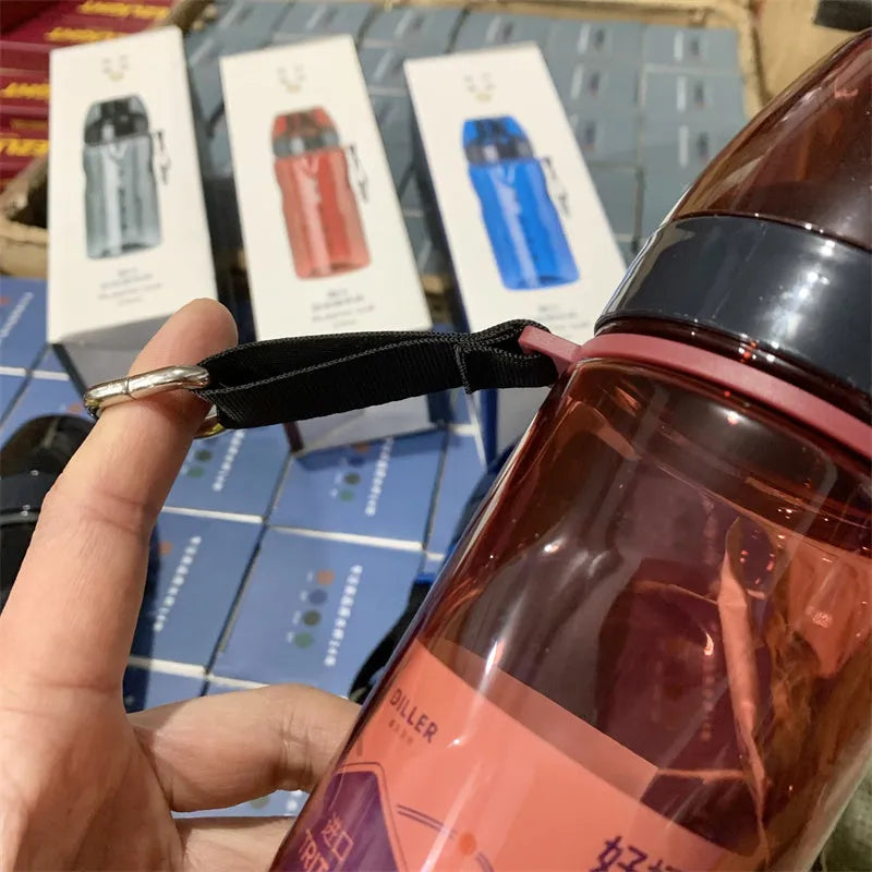 Chinese style portable water cup with tea compartment in blue, red, black, and grey colours