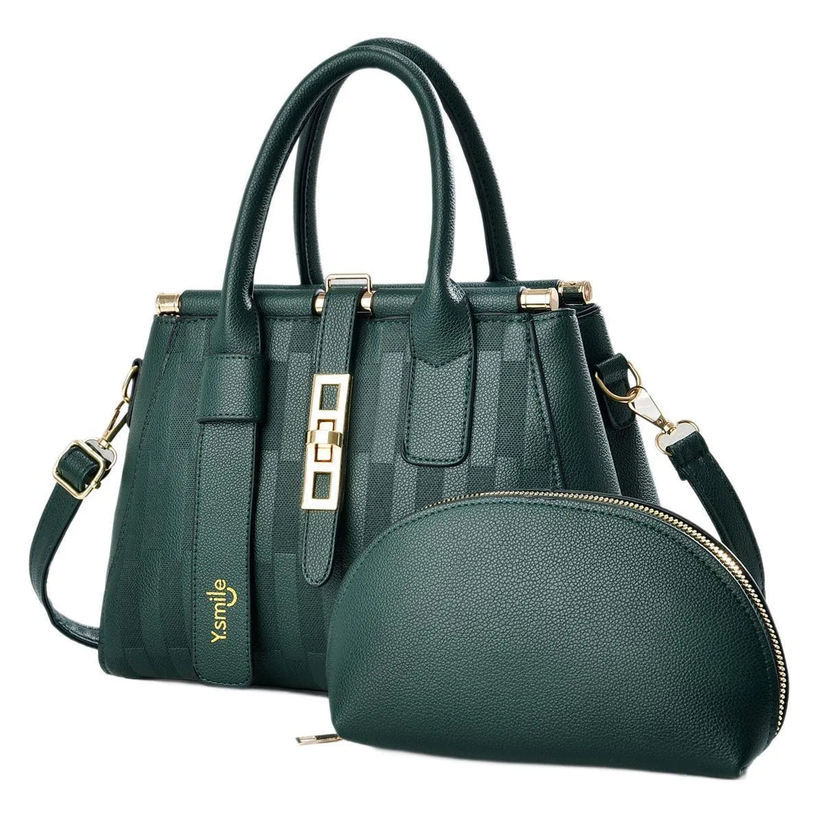 Round suitcase-shaped women's handbag in PU material with crossbody and shoulder strap options