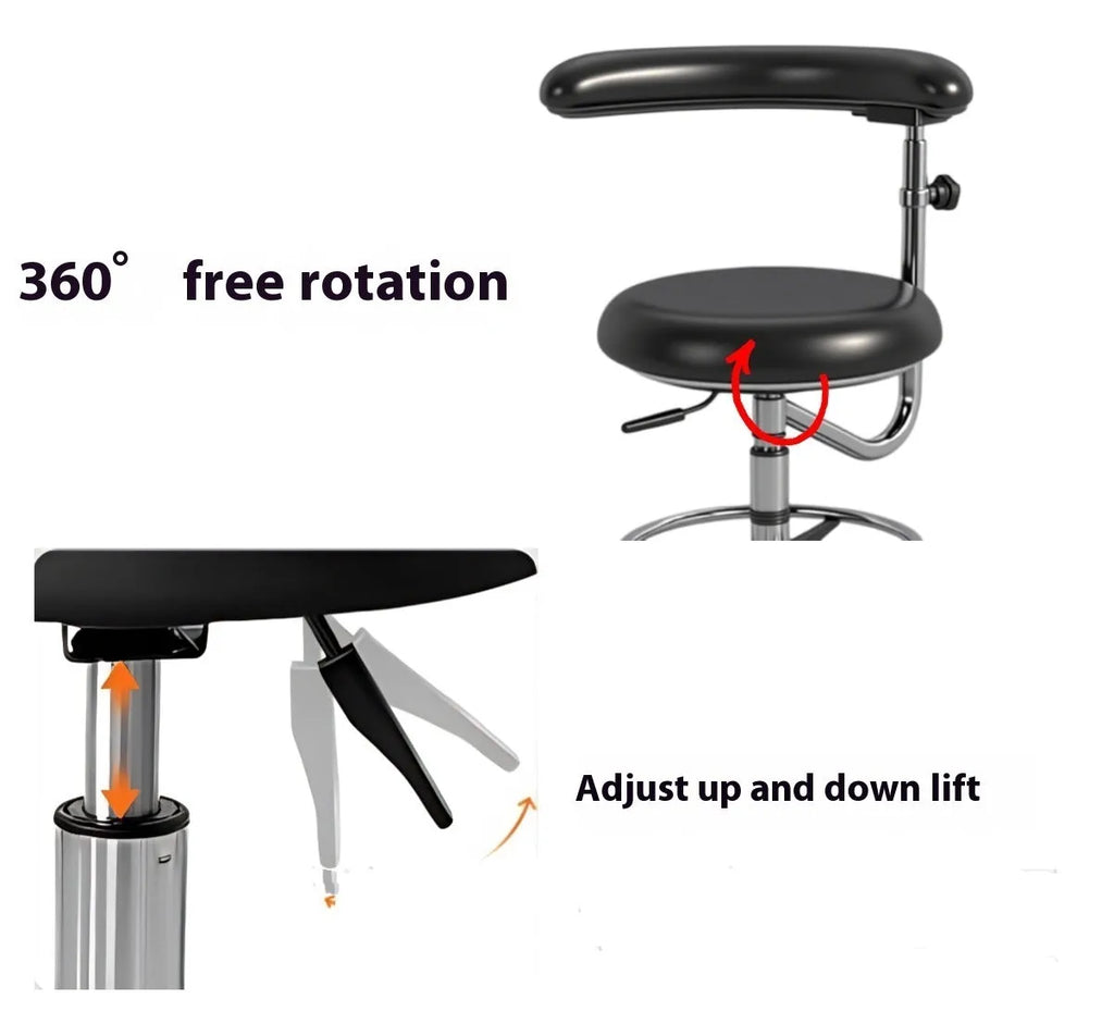 Black leather dental chair for hospital and clinical use