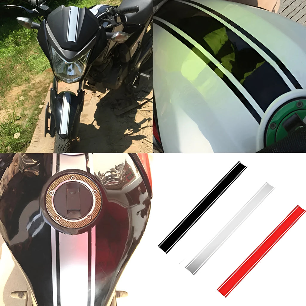 Long black and red reflective pinstripe motorcycle sticker for gas tank lid