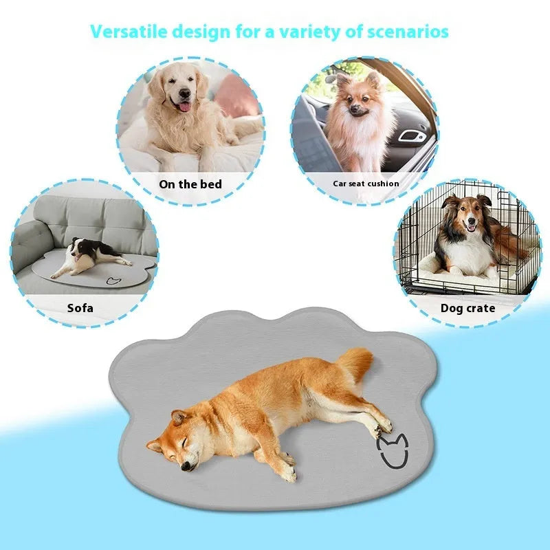 Simple dog head shaped ice silk cooling mat for pets in four colour options