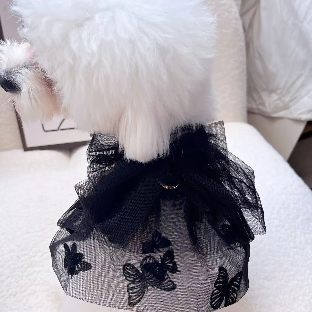 Black tulle princess skirt for small dog or cat with gauze material and five size options
