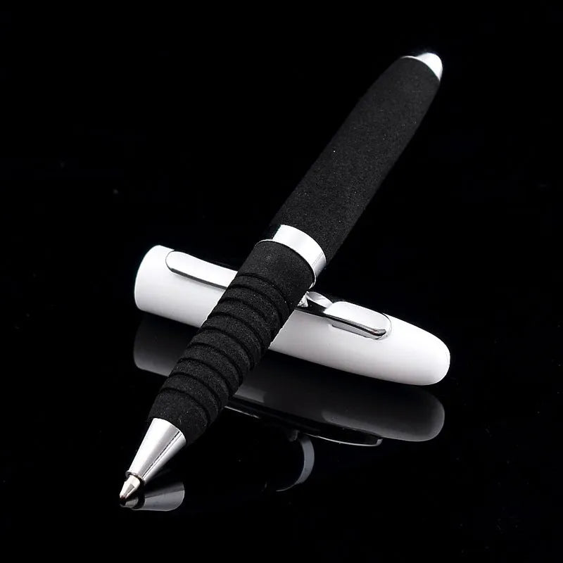 Metal-capped ballpoint pen with 1.0mm bullet tip shown in multiple ink colour options.