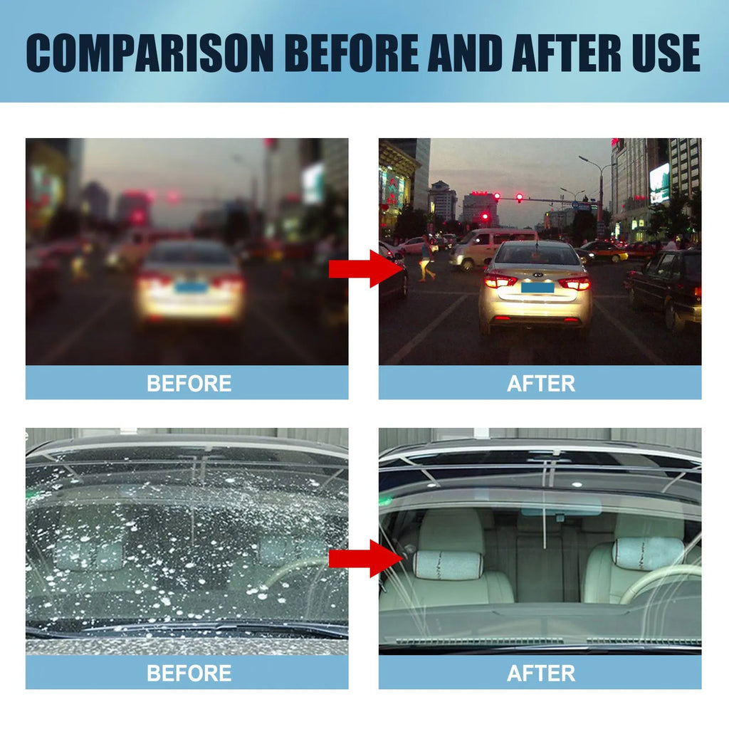 Blue car glass oil film remover bar and sponge for cleaning windshields and windows.