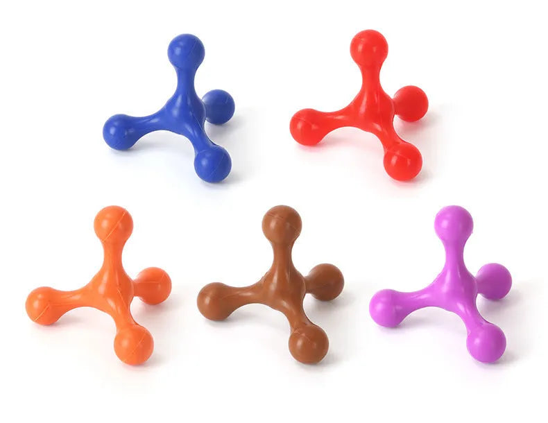 Beef-flavoured silicone chew toy for small medium dogs with three legs measuring 9.5cm