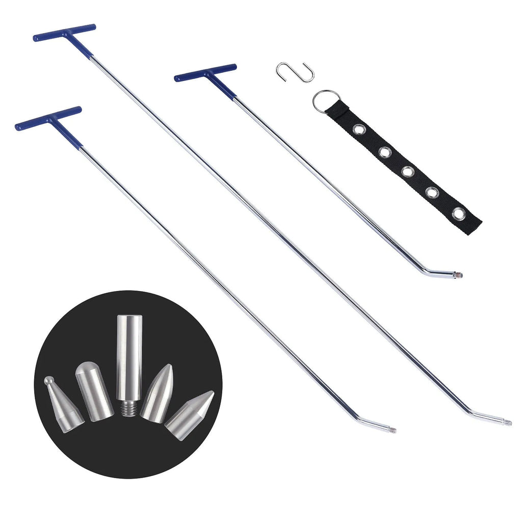 Three-piece alloy steel car dent repair hook crowbar set for automotive body maintenance