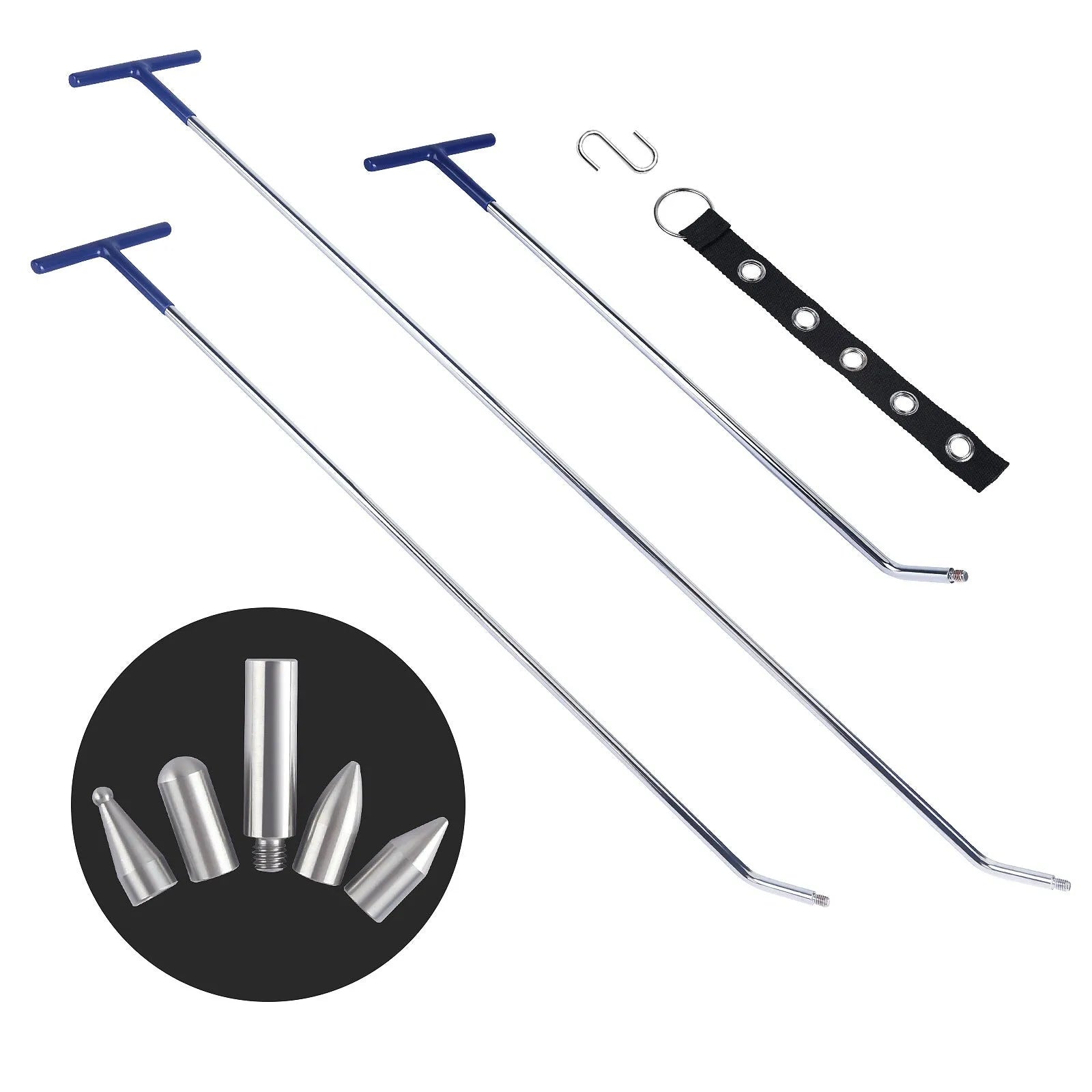 Three-piece alloy steel car dent repair hook crowbar set for automotive body maintenance