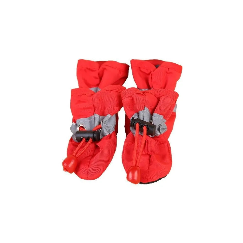 Cloth dog shoes with soft soles in multiple colours including red, black, blue, and monkey print designs