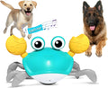 Blue or red crawling crab dog toy with obstacle avoidance sensors and LED lights