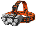 Head-mounted LED miner's lamp with adjustable strap, 10W LED light, and 2400mAh battery capacity