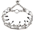 Adjustable stainless steel dog training prong collar with rubber tips in multiple sizes