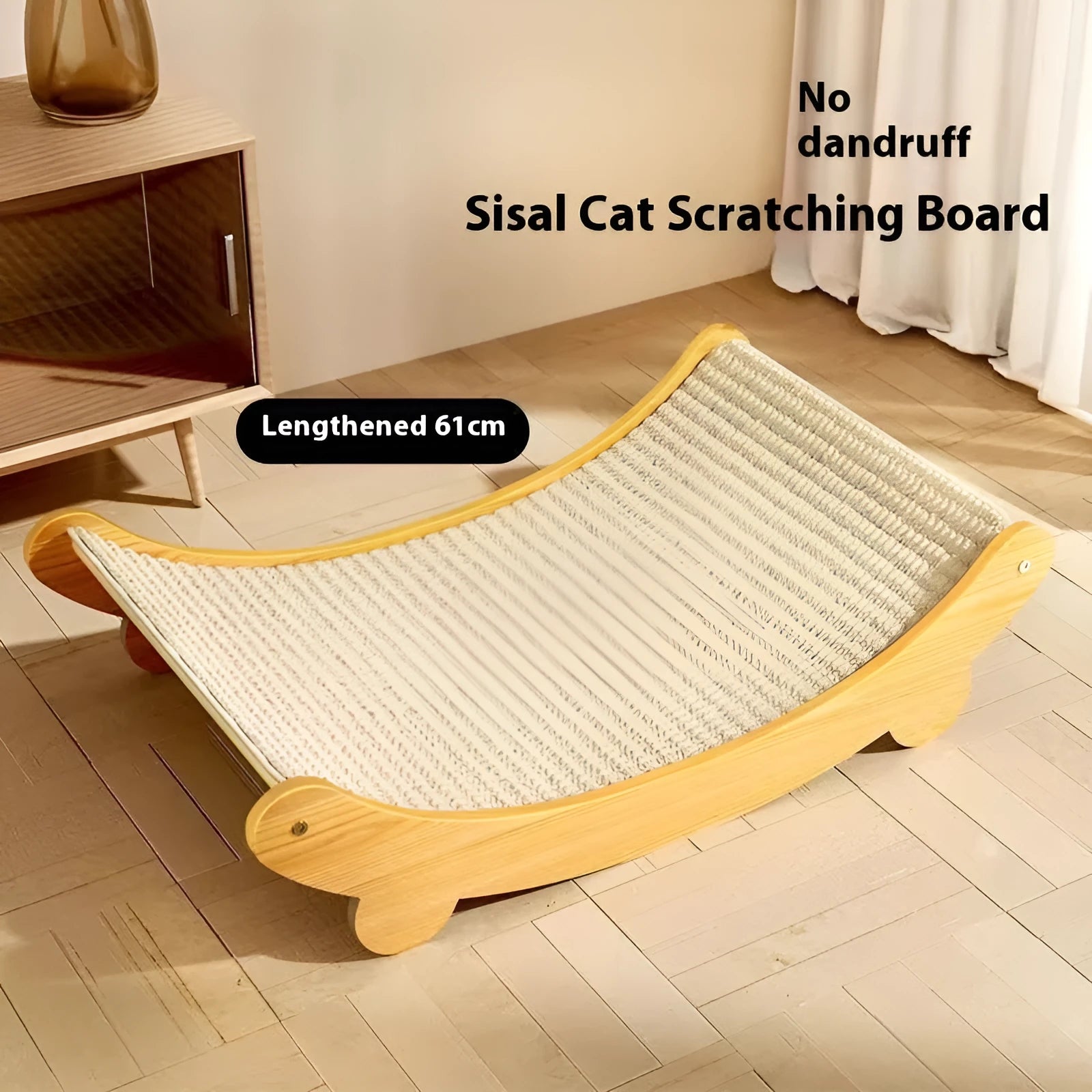 Sisal cat scratch board in pastoral style, available in small and large sizes.