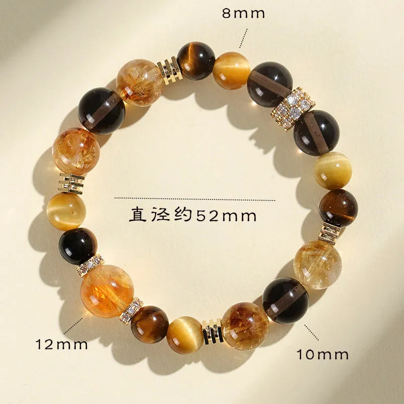 Women's natural yellow tower crystal string beads bracelet with 10mm artificial crystal beads