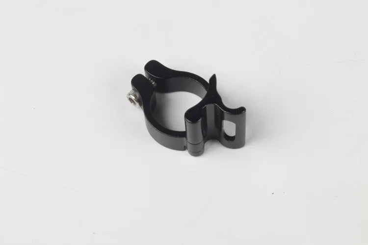 Black aluminium alloy clamp ring with 28.6mm diameter for vehicle steel frames.