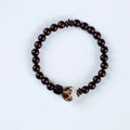 Natural rosewood flower bracelet with 10mm beads and retro design