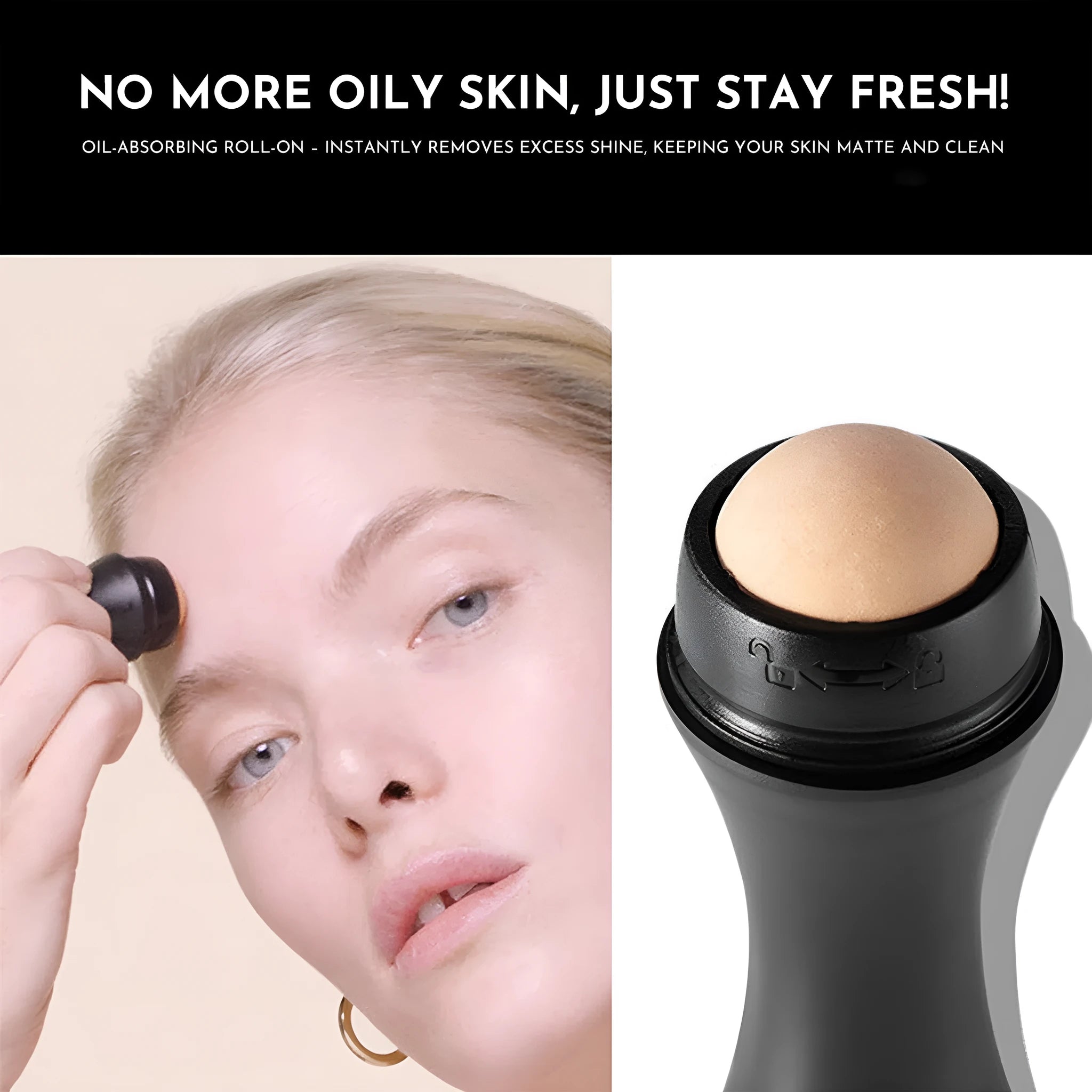 Volcanic stone facial roller for oily skin control in black, green, pink, or white colours
