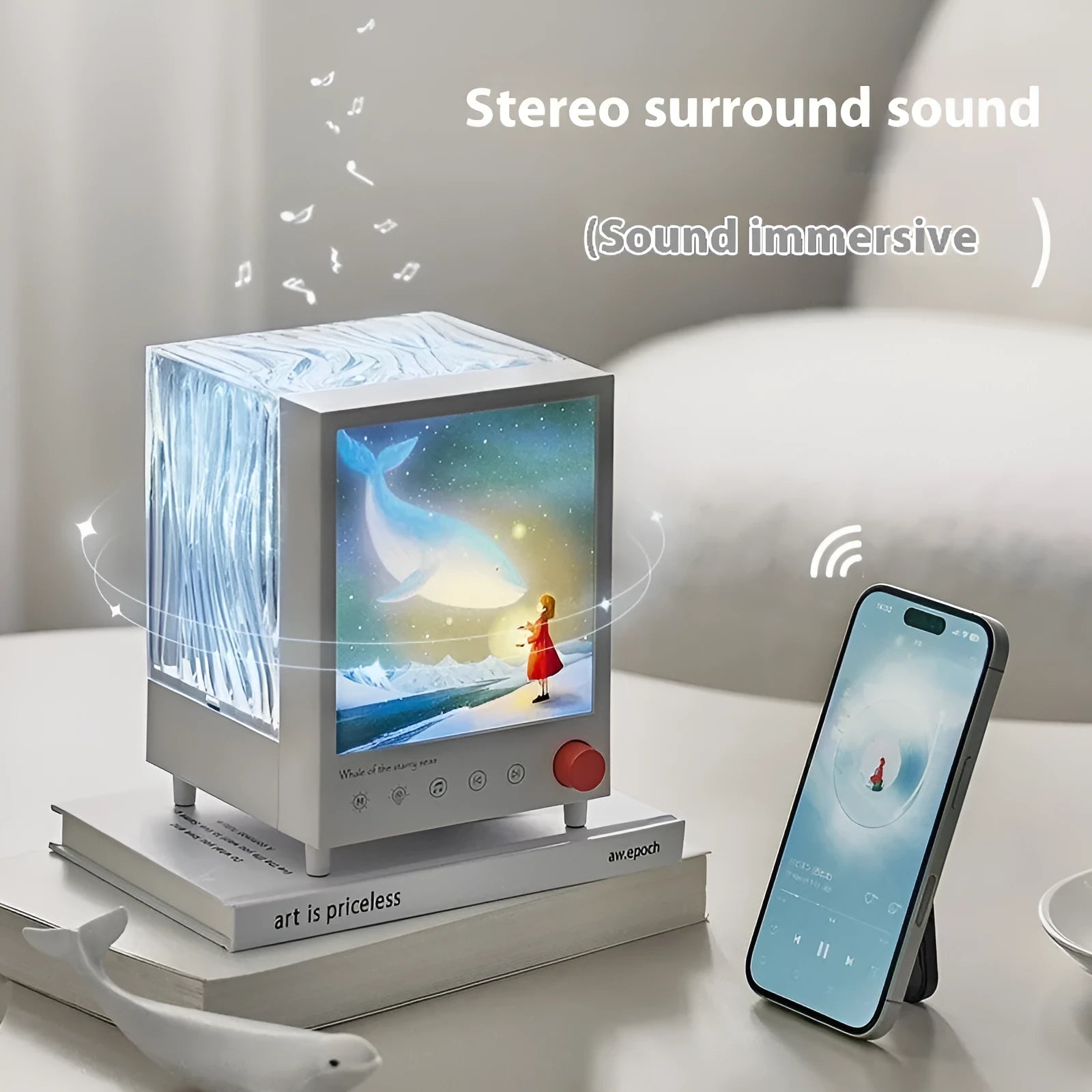 Aurora Treasure Box atmosphere projection lamp showing star sea whale light projection with compact design